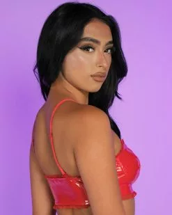 Red Vinyl Pixie Tube Top -Rave Wonderland Shop RW 092922 684