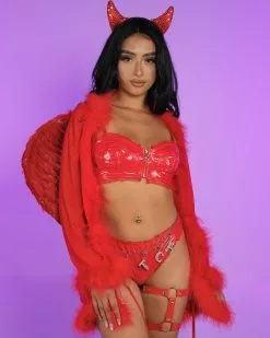 Red Vinyl Pixie Tube Top -Rave Wonderland Shop RW 092922 736