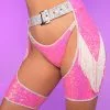 Roma Astro Candy Pink Short Sequin Chaps With Fringe Detail -Rave Wonderland Shop RW 101222 477