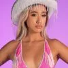 Roma Astro Candy Pink Fringe Bikini Tie Top -Rave Wonderland Shop RW 101222 490