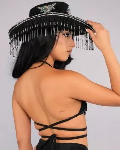 Rolita Couture X RW Black Fringe Wrap Top -Rave Wonderland Shop RW 101822 436