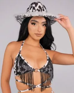 Rolita Couture X RW Cow Fringe Wrap Top