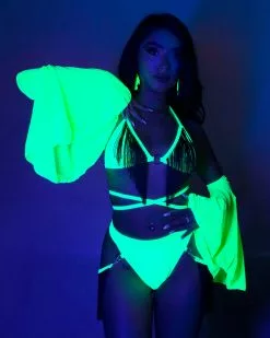 Rolita Couture X RW Neon Green Fringe Bottoms -Rave Wonderland Shop RW 101822 502