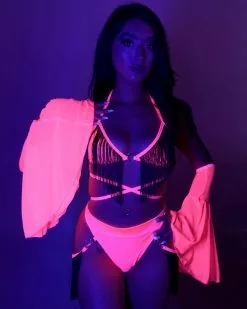 Rolita Couture X RW Neon Pink Fringe Bottoms 10 Rolita Couture X RW Neon Pink Fringe Bottoms -Rave Wonderland Shop RW 101822 533