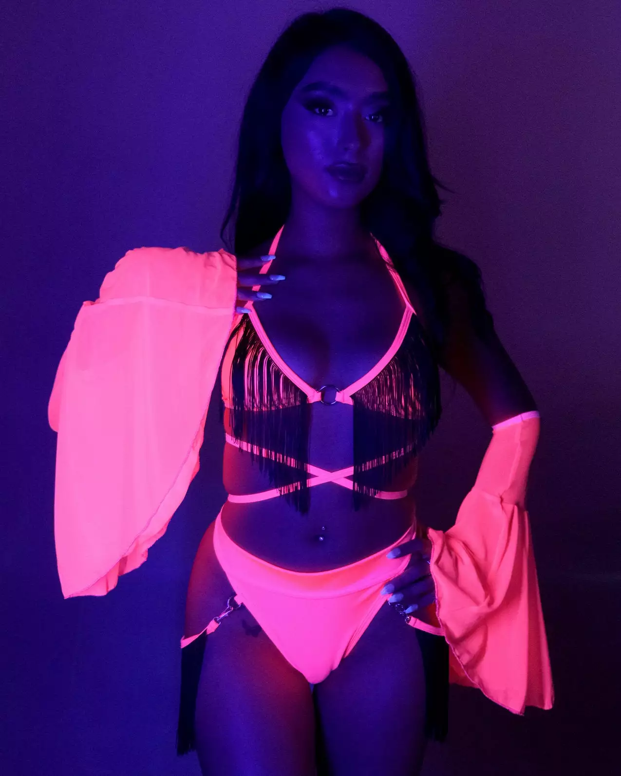 Rolita Couture X RW Neon Pink Fringe Bottoms 6 Rolita Couture X RW Neon Pink Fringe Bottoms - Image 4