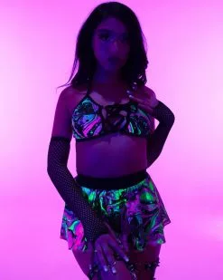 Rolita Couture X RW Acid Waves Lace-Up Top -Rave Wonderland Shop RW 120622 362