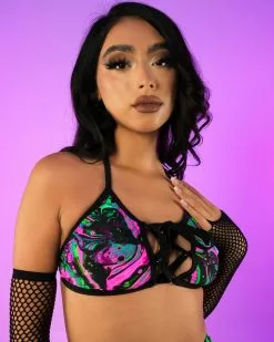 Rolita Couture X RW Acid Waves Lace-Up Top