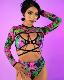 Rolita Couture X RW Acid Waves Scrunch Bottoms -Rave Wonderland Shop RW 120622 502