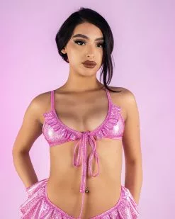 Bubblegum Ruffle Wrap Top