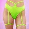 Roma Lime Green Shorts W/ Attached Leg Straps Rave Basics -Rave Wonderland Shop Rave 03 10 6078