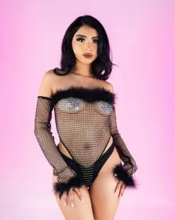 High Class Rhinestone Fishnet Bodysuit