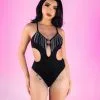 Rhinestone Dreamin' Fringe Cutout Suede Bodysuit -Rave Wonderland Shop Rave 04 06 215