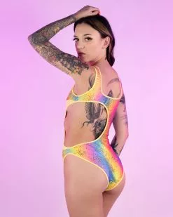 Pastel Rainbow Sun Cutout Bodysuit -Rave Wonderland Shop Rave wonderland products 045