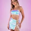 Crystal Mirage 2pc Tube Top Skirt Set -Rave Wonderland Shop S1569 WHT FRONT.2