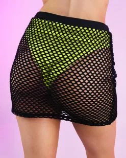 Neon Green Fishnet 2pc Skirt And Crop Top Set -Rave Wonderland Shop S1592 GRN 1