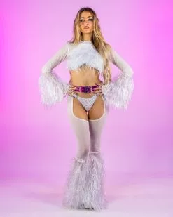 Roma Funkmaster Sheer Chaps W/ Faux Fur Bell Bottoms And Belt -Rave Wonderland Shop SadswimxRWECOMM06.23.23 106