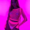 Be Wicked Neon Pink Play With Me 2pc Fishnet Set -Rave Wonderland Shop SadswimxRWECOMM06.23.23 134