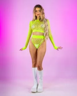 Be Wicked Neon Green Play With Me 2pc Fishnet Set -Rave Wonderland Shop SadswimxRWECOMM06.23.23 138