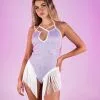 Sparkling Nights Sequin Bodysuit W/ Fringe Details -Rave Wonderland Shop T7512 LAV FRONT.1